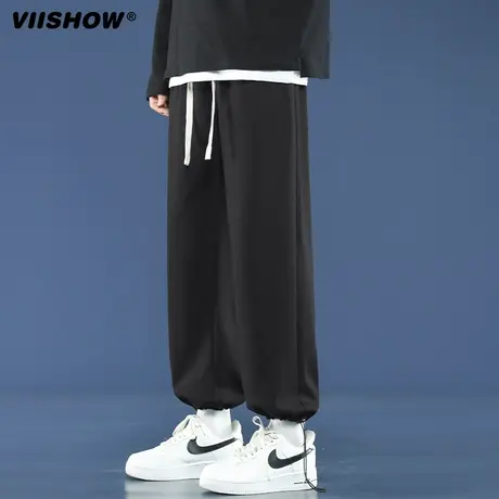 VIISHOW纯色宽松束脚卫裤男秋冬款百搭裤子男潮牌青少年休闲长裤图片