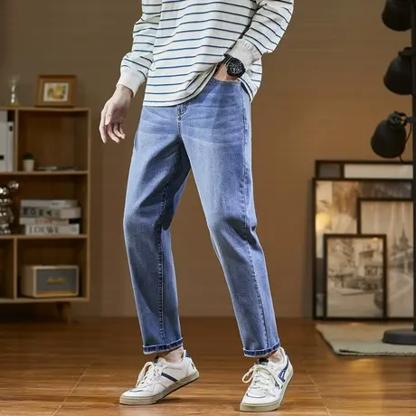 唐狮春夏季牛仔裤男直筒裤宽松显瘦高腰潮流百搭长裤男图片