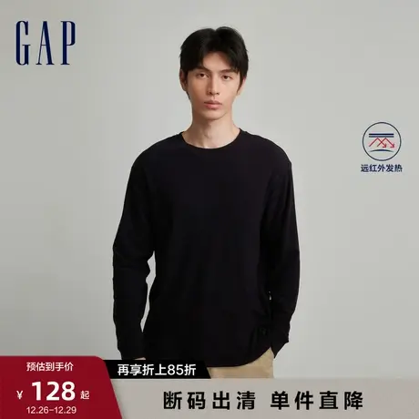 【断码优惠】Gap男装春秋磨毛发热保暖圆领上衣休闲长袖T恤810621商品大图