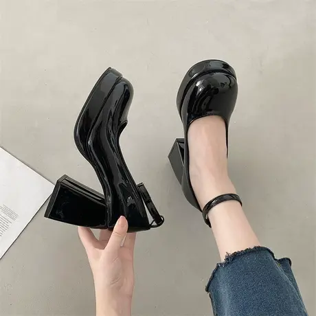 女鞋2025新款玛丽珍鞋子粗跟单鞋女春秋法式高跟鞋时尚辣妹小皮鞋商品大图