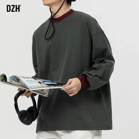 男士长袖t恤男款圆领潮流体恤男2024年春季新款上衣服打底衫男装商品大图