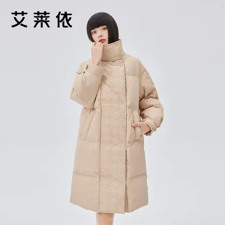 艾莱依国风羽绒服女中长设计感立领复古冬季鸭绒外套图片