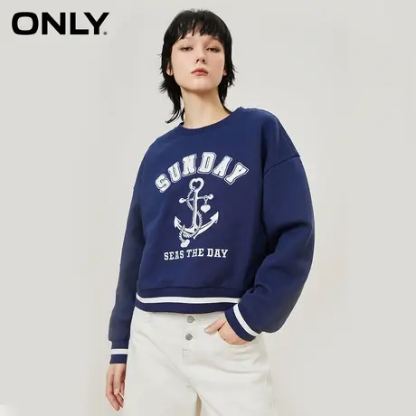 【CC家居控】ONLY夏季休闲宽松刺绣船锚图案圆领卫衣女商品大图