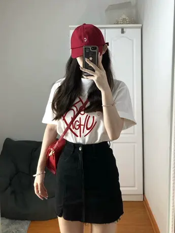 纯棉正肩白色短袖t恤女夏季韩版宽松百搭打底小众设计感别致上衣商品大图