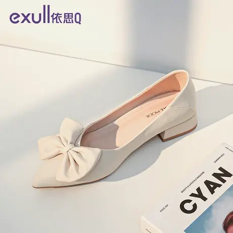 依思q单鞋2024春季新款法式晚晚风鞋子女浅口尖头低跟一脚蹬女鞋商品大图