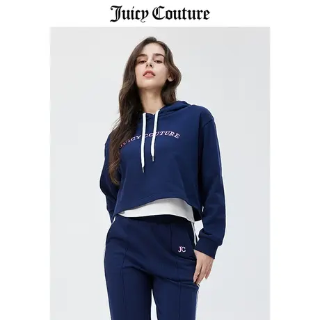 Juicy Couture橘滋卫衣女秋冬新款美式休闲复古宽松短款连帽上衣商品大图