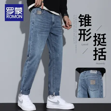罗蒙春秋款牛仔裤男士潮牌弹力修身小脚裤2023新款休闲长裤子男裤图片
