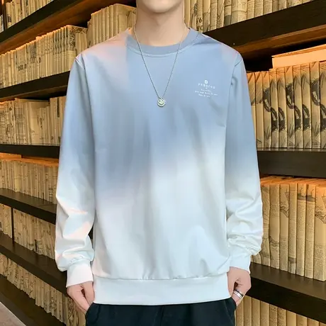 2023男士长袖t恤男装卫衣春秋季学生上衣服圆领打底衫潮流丅体恤商品大图