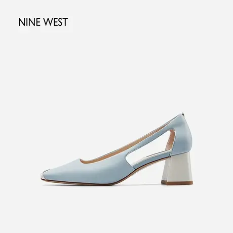 Nine West/玖熙时装凉鞋女2023年夏季新款中跟侧镂空法式粗跟女鞋商品大图