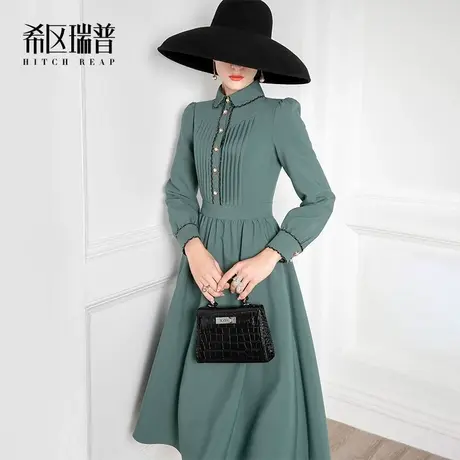 希区瑞普高端娃娃领连衣裙女秋冬2023年新款法式复古气质显瘦减龄图片