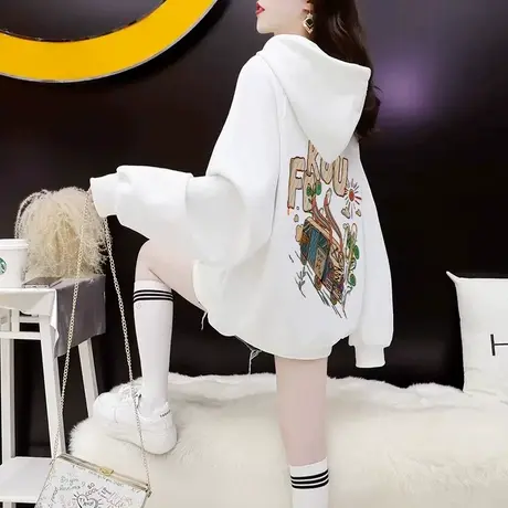 美式卫衣女2023新款爆款秋冬款oversize连帽外套韩系慵懒风厚帽衫图片