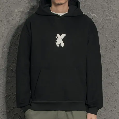 简约休闲潮牌情侣卫衣2020年秋冬新款连帽加绒外套潮宽松上衣图片