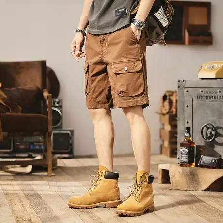 Modi Nick/摩帝尼克潮流百搭男士五分裤宽松直筒工装中裤纯棉潮牌商品大图