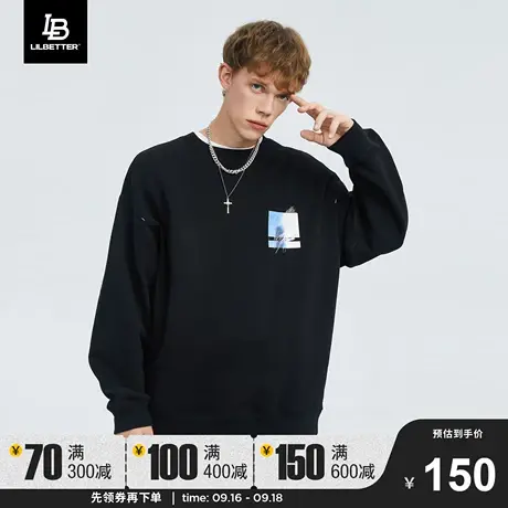 Lilbetter加绒卫衣男士2023秋冬款外套涂鸦印花长袖上衣潮流衣服商品大图