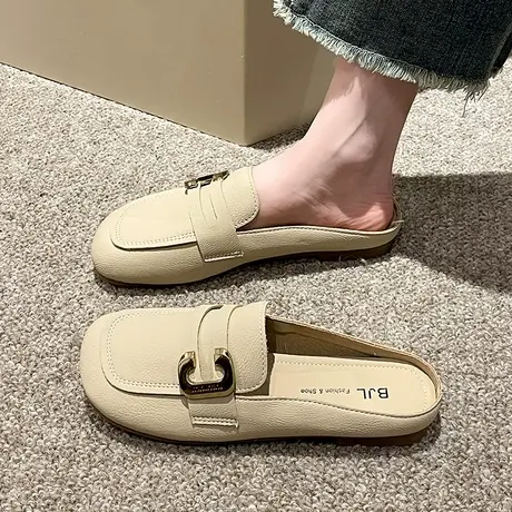 2023年春夏季新款网红百搭无后跟懒人包头半拖鞋女一脚蹬平底单鞋商品大图