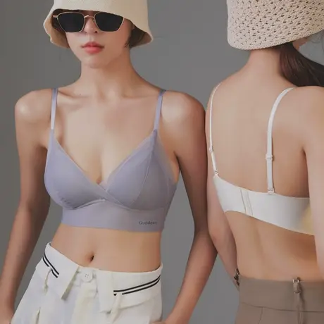 内衣夏季薄款女小胸聚拢法式三角杯bra无钢圈网纱舒适透气文胸罩商品大图