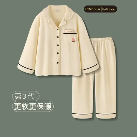 睡衣女春秋款长袖加厚德绒秋冬季家居服新款高级翻领可外穿套装商品大图