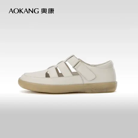 奥康女鞋 春季气质优雅包头罗马凉鞋编织猪笼鞋百搭时尚沙滩鞋潮图片