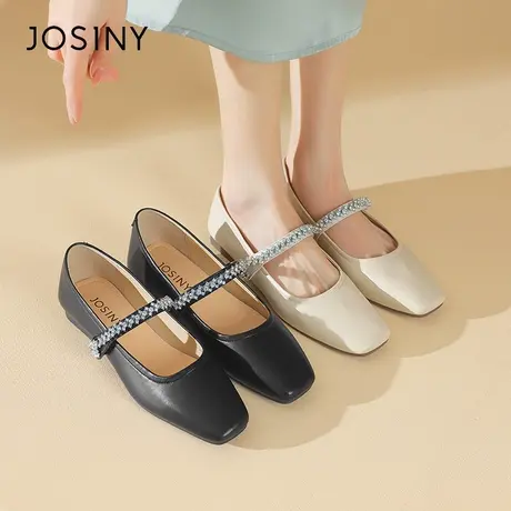 Josiny/卓诗尼玛丽珍鞋女2024春新款平底女鞋浅口软皮单鞋配裙子商品大图