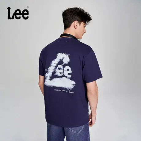 Lee商场同款23春夏新品舒适版印花圆领凉感男短袖T恤LMT004551200图片