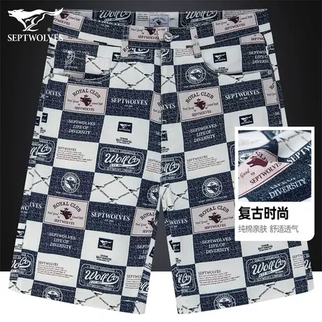 七匹狼狼族生活时尚休闲裤男夏季纯棉舒适透气中裤百搭耐穿短裤男商品大图