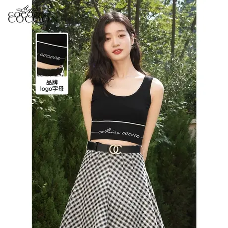 missCOCOON黑色针织背心女2023新款春季时尚运动内搭外穿吊带上衣图片