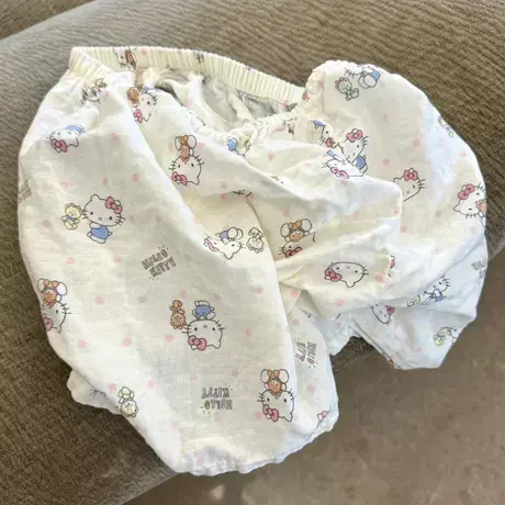 新品！纯棉双层纱布短裤睡裤可爱卡通印花休闲家居服可外穿商品大图