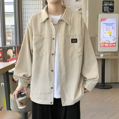 灯芯绒长袖衬衫外套男春秋季薄款2024新款衬衣港风潮牌休闲上衣服图片