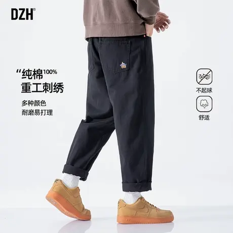 男士黑色纯棉裤子男春季2025新款工装裤直筒裤休闲裤男款潮牌男裤商品大图