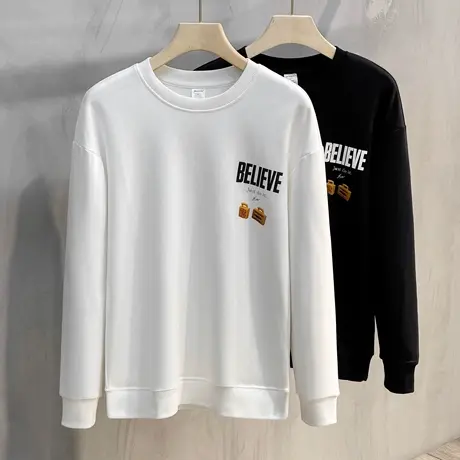 男士卫衣春秋潮流圆领宽松休闲印花秋装上衣潮ins外套男2023新款商品大图