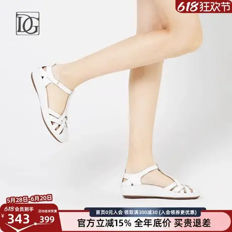 【商场同款】羊皮包头凉鞋女2025夏季镂空坡跟妈妈鞋子罗马女鞋图片