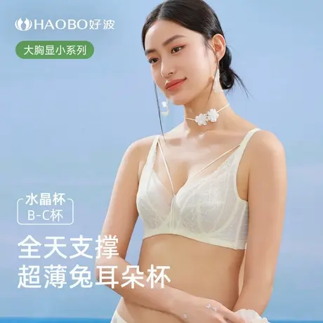 好波内衣女女大胸显小文胸软钢圈上托兔耳朵性感水晶杯胸罩HW2505商品大图