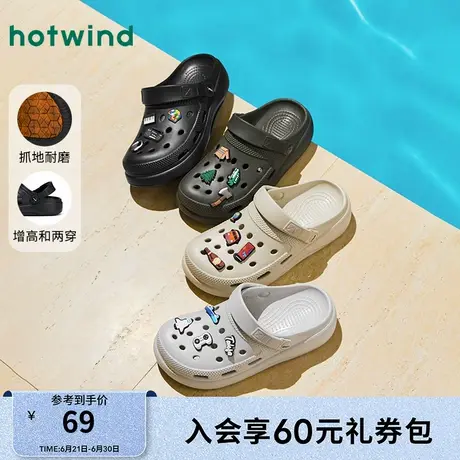 热风男鞋25夏新款卡通趣味透气通勤百搭舒适男士外穿时尚拖鞋商品大图