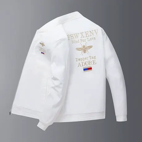 夹克男装春秋季高端休闲棒球服男士潮牌小蜜蜂刺绣修身新款外套男商品大图