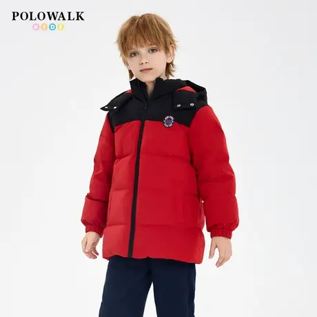 【80鸭绒】POLOWALK童装男童羽绒服2025秋冬新品立领长袖短款棉服商品大图