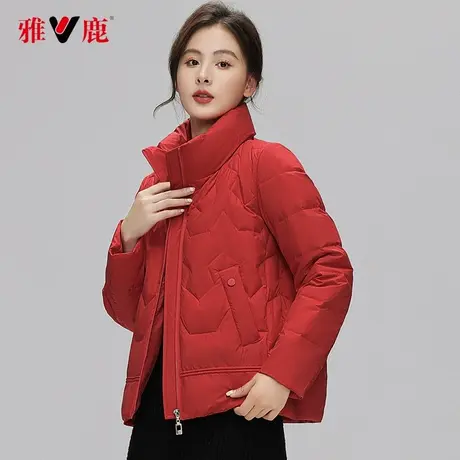 雅鹿官方旗舰店立领羽绒服女2023秋冬新款时尚休闲短款高领外套商品大图