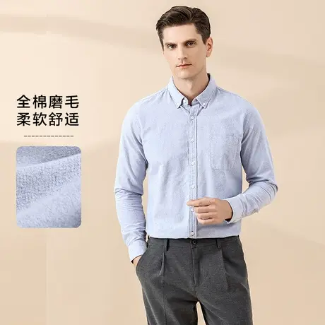 奥莱正品清仓 全棉磨毛长袖衬衫100纯棉舒适透气休闲衬衣百搭上衣商品大图