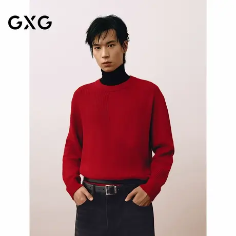 GXG男装 商场同款红色新年毛衣本命年男针织衫 25年春G25X201011商品大图