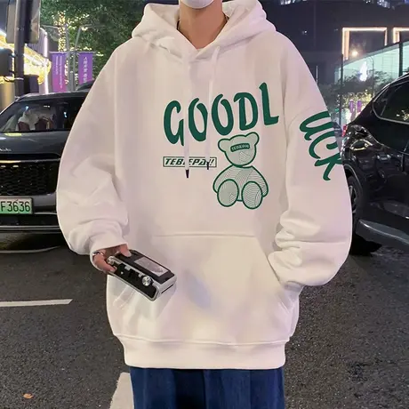 美式重磅卫衣男秋冬款潮牌宽松oversize连帽外套秋季大码纯棉衣服商品大图