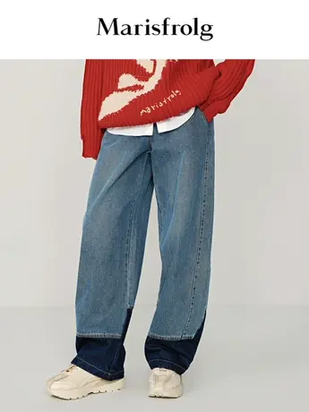 【言选好物】玛丝菲尔23春装新款小众设计高腰老爹牛仔裤商品大图