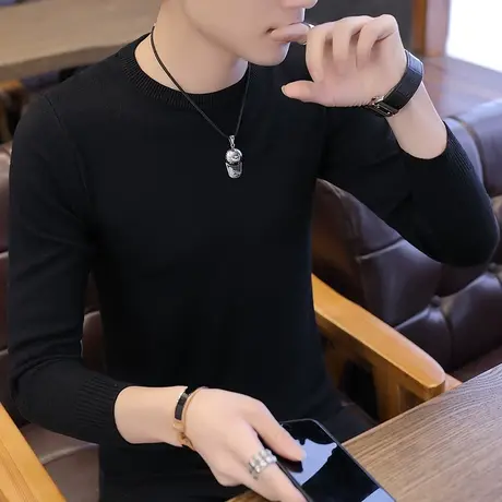 2025秋冬季新款男士毛衣韩版圆领针织打底衫男装线衣潮流修身衣服商品大图