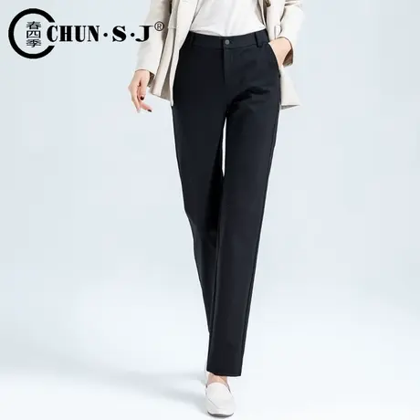 黑色西装裤女2023年新款显瘦高腰弹力烟管西裤女士裤子休闲直筒裤图片