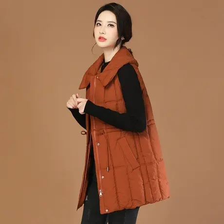 韩潮袭人大翻领中长款棉马甲外套女2023冬季新款休闲加厚保暖棉衣图片