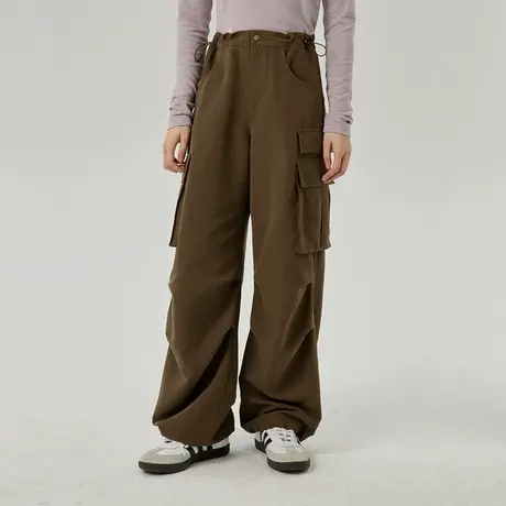 omont蛋挞家 复古工装休闲裤裤女秋冬新款高腰显瘦阔腿长裤子商品大图