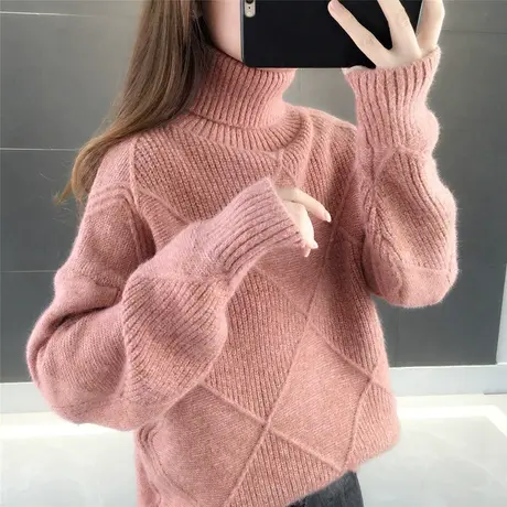 高领毛衣女冬加厚内搭2023新款打底衫女秋冬慵懒宽松外穿套头时尚商品大图