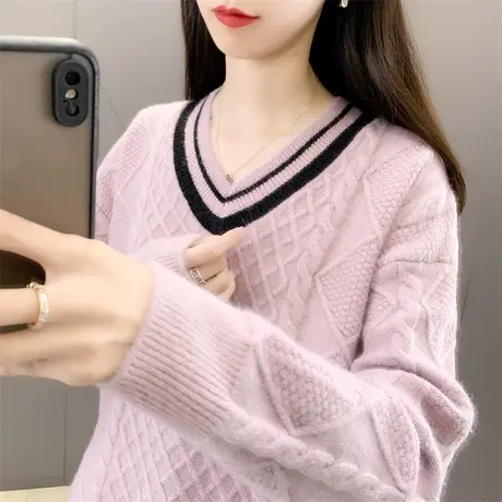 早秋v领女士套头毛衣女秋冬2022年新款爆款时尚洋气打底衫女春秋图片