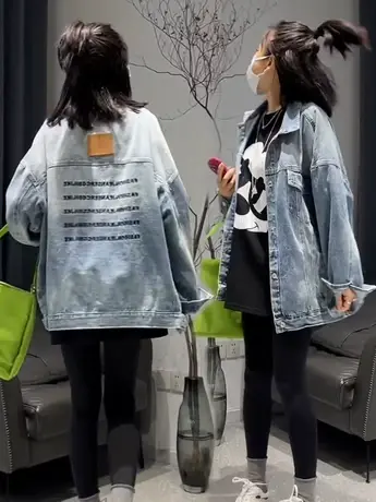 2023春新款韩版宽松牛仔外套女复古港味网红BF风夹克上衣学生休闲商品大图
