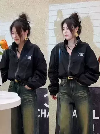 2023秋季新款韩版百搭立领棒球服外套小个子休闲时尚短款上衣女潮商品大图