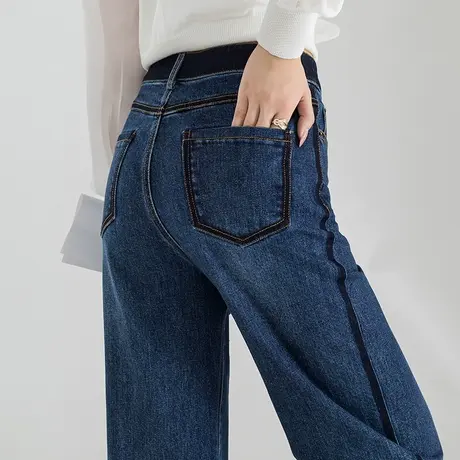 高腰阔腿牛仔裤女2024新款春秋女裤显瘦裤子休闲拖地裤窄版直筒裤图片