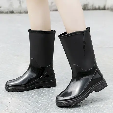 雨靴女时尚款外穿成人雨鞋防雨套鞋中筒防水防滑水鞋轻便耐磨胶鞋商品大图